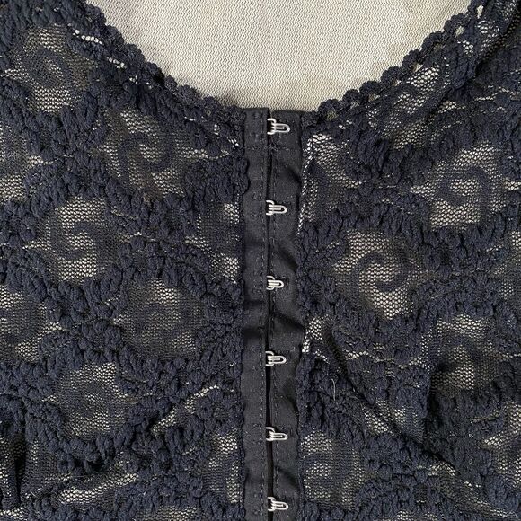 Vintage CDW Top Womens Large Black Hook & Eye Lace Babydoll Y2K Whimsigoth Fairy - Picture 4 of 10